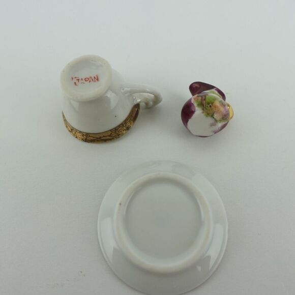 Miniature Plate, Cup and Pitcher Burgundy and Gold Victorian Style - Picture 4 of 7